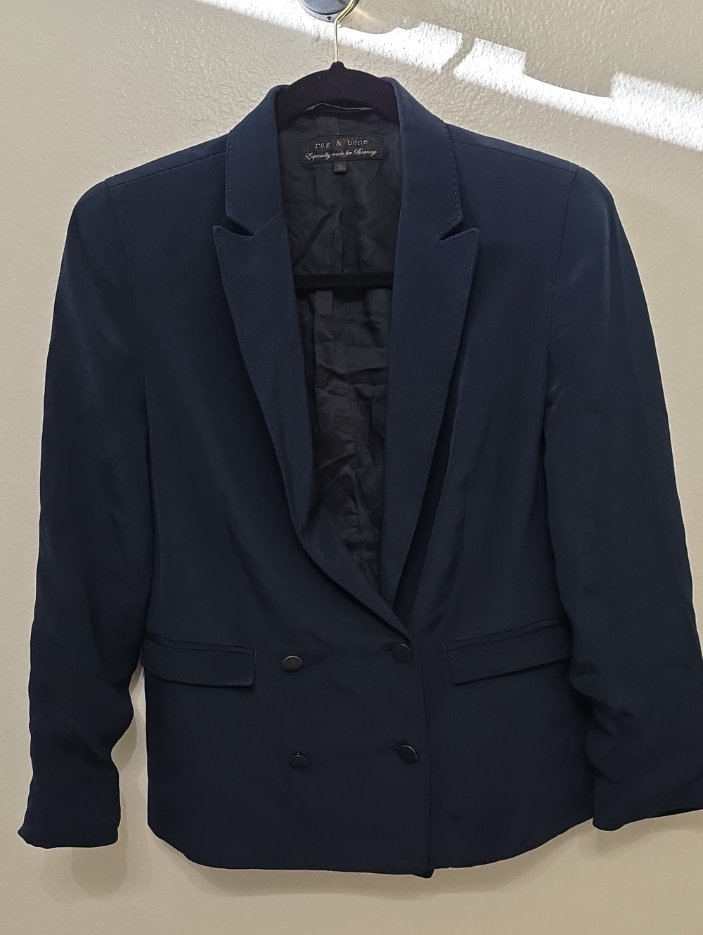 rag & bone Navy Double-Breasted Blazer
